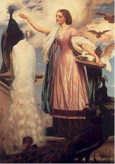 Lord Frederic Leighton A Girl Feeding Peacocks Spain oil painting art